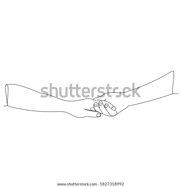 One Continuous Line Drawing Hands Holding Stock Vector Royalty Free 6564