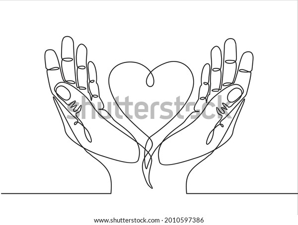 One Continuous Line Drawing Hands Holding Stock Vector (Royalty Free ...