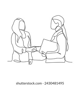 One continuous line drawing of  Handshake of two businessmen, partnership concept, Shaking hands to seal a deal. Vector illustration business deal activity in simple linear style vector concept.