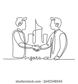 Un dibujo de línea continua de Handshake de dos empresarios, concepto de asociación, estrechando las manos para sellar un acuerdo. Ilustración vectorial de la actividad comercial en el concepto de Vector de estilo lineal simple.