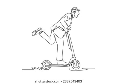 One continuous line drawing of happy people running fast, hurrying and hunting concept. Doodle vector illustration in simple linear style. 