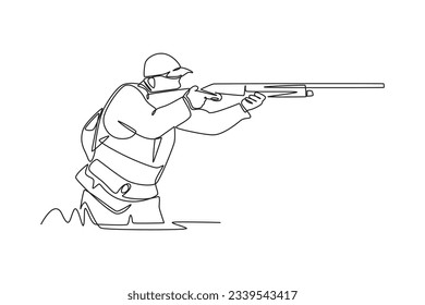 One continuous line drawing of happy people running fast, hurrying and hunting concept. Doodle vector illustration in simple linear style. 