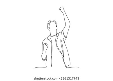 One continuous line drawing of Happy positive people with hands, fingers. Love, support, solidarity, ok expressions concept. Doodle vector illustration in simple linear style. 