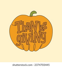 One continuous line drawing of Happy Thanksgiving Day. Thanksgiving day in simple linear style illustration. Happy Thanksgiving day design concept. Suitable for greeting card, poster and banner.