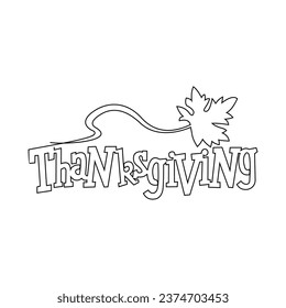 One continuous line drawing of Happy Thanksgiving Day. Thanksgiving day in simple linear style illustration. Happy Thanksgiving day design concept. Suitable for greeting card, poster and banner.