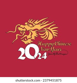 Eine fortlaufende Zeichnung von Happy Chinese New Year mit dem Jahr des Drachenkonzepts. Schönes chinesisches Neujahr in einfacher, linearer Vektorgrafik. Geeignetes Design für Grußkarte und Poster.