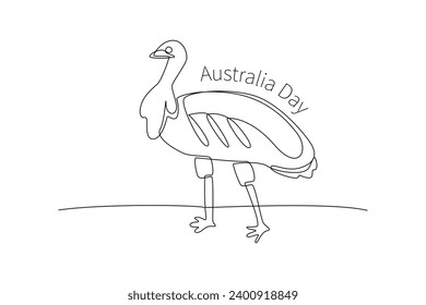 Un dibujo de línea continua del concepto del día feliz de Australia. Ilustración del vector Doodle en un estilo lineal simple.