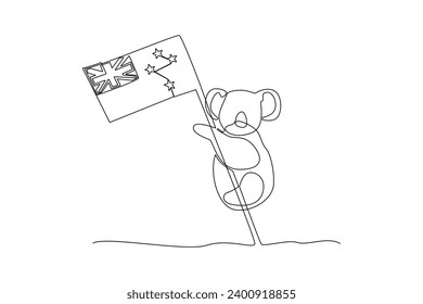 Eine kontinuierliche Zeichnung des Happy Australia Day Konzepts. Doodle Vektorgrafik im einfachen linearen Stil.
