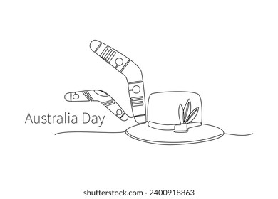Un dibujo de línea continua del concepto del día feliz de Australia. Ilustración del vector Doodle en un estilo lineal simple.