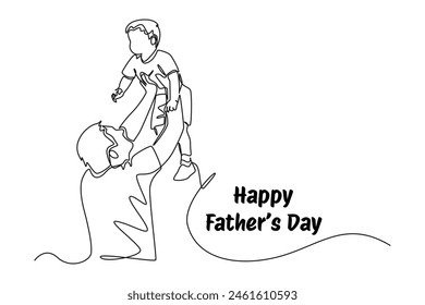 One continuous line drawing of Happy father's day. Doodle vector illustration in simple linear style.