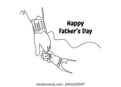 One continuous line drawing of Happy father's day. Doodle vector illustration in simple linear style.