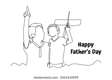 One continuous line drawing of Happy father's day. Doodle vector illustration in simple linear style.
