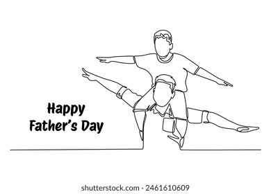 One continuous line drawing of Happy father's day. Doodle vector illustration in simple linear style.