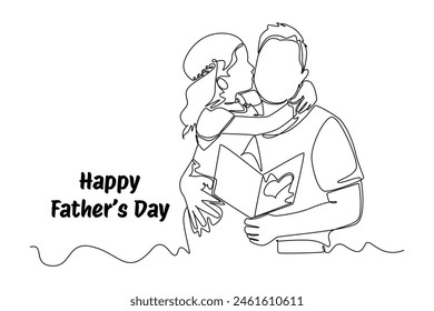 One continuous line drawing of Happy father's day. Doodle vector illustration in simple linear style.