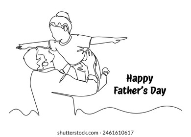 One continuous line drawing of Happy father's day. Doodle vector illustration in simple linear style.