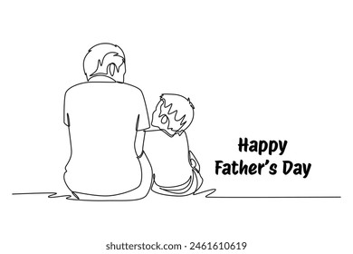 One continuous line drawing of Happy father's day. Doodle vector illustration in simple linear style.