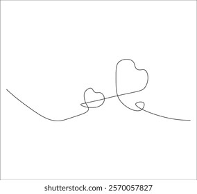 One continuous line drawing of happy valentine day concept. simple single line drawing of valentine heart theme . heart and couple illustration. editable outline