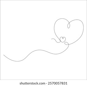 One continuous line drawing of happy valentine day concept. simple single line drawing of valentine heart theme . heart and couple illustration. editable outline