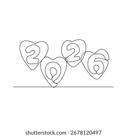 Um desenho de linha contínua da ilustração vetorial de celebração feliz ano novo feliz no conceito de ilustração de estilo linear simples. Design adequado para cartão, cartaz e banner.