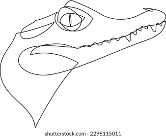 One continuous line drawing head wild caiman crocodile for company logo identity  Scary animal alligator concept for national park icon  Modern single line draw design graphic vector illustration 