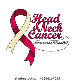 One continuous line drawing of head and neck cancer awareness month with white background. Awareness ribbon design in simple linear style. healthcare and medical design concept vector illustration.