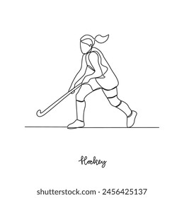 One continuous line drawing of Hockey sports vector illustration. Hockey sports design in simple linear continuous style vector concept. Sports themes design for your asset design vector illustration.