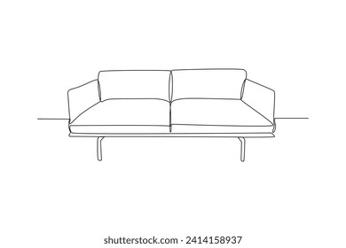 One continuous line drawing of Home interior design concept. Doodle vector illustration in simple linear style.