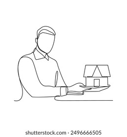 One continuous line drawing of home investment vector illustration. Economic themes in simple linear style vector design concept. Investment is process of allocating resources like money and home.
