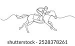 one continuous line drawing of horse jockey.one line drawing of horse racing sport.single line vector illustration.isolated white background