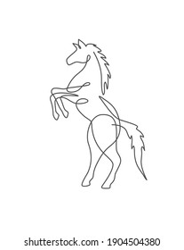 One continuous line drawing of horse