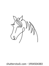 One continuous line drawing of horse