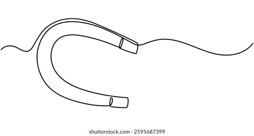 One continuous line drawing horseshoe Magnet drawing, Horse shoe magnet cartoon isolated on white, Magnet Doodle, Magnet Icon, Symbol of hr hiring and recruiting in Editable stroke. Doodle pro vector.