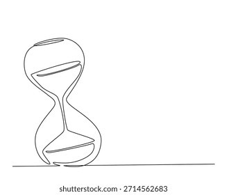 Um desenho de linha contínua do temporizador de ampulheta. Areia de vidro temporizador trator esboço desenho ilustração. 