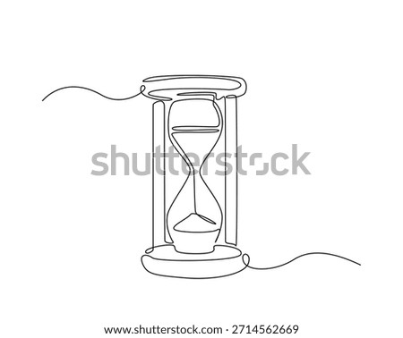 One continuous line drawing of hourglass timer. Sand glass timer tractor outline drawing illustration. 