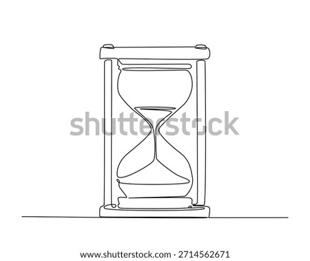 One continuous line drawing of hourglass timer. Sand glass timer tractor outline drawing illustration. 