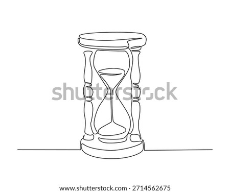 One continuous line drawing of hourglass timer. Sand glass timer tractor outline drawing illustration. 