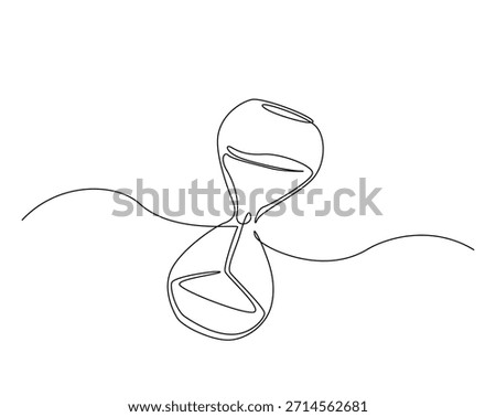 One continuous line drawing of hourglass timer. Sand glass timer tractor outline drawing illustration. 
