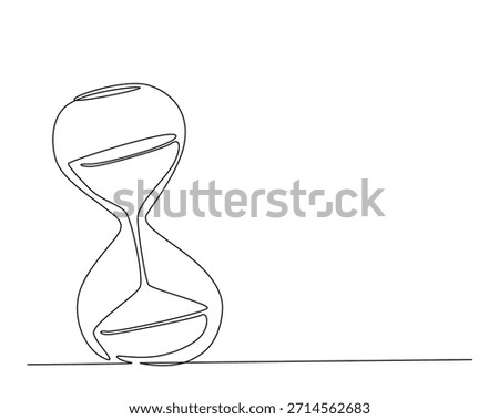 One continuous line drawing of hourglass timer. Sand glass timer tractor outline drawing illustration. 