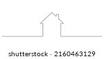 One continuous line drawing of house building. Symbol home architecture and development property project in simple linear style. Real estate concept. Editable stroke. Doodle vector illustration