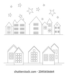 one continuous line drawing of a house and a star