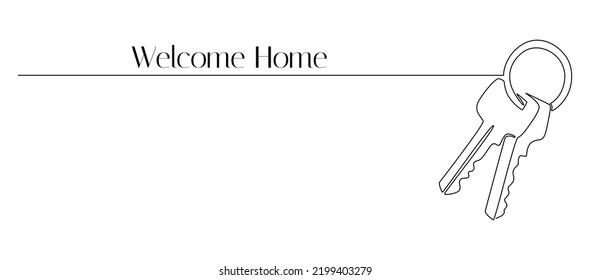 Un dibujo continuo de las llaves de la casa. Concepto inmobiliario, contraseña y seguridad en un estilo lineal simple. Trazo editable. Ilustración del vector Doodle