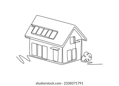 One continuous line drawing of house concept. Doodle vector illustration in simple linear style. 