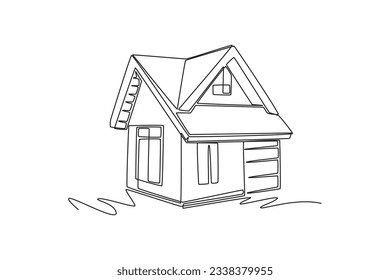 Un plano continuo del concepto de casa. Ilustración del vector Doodle en un estilo lineal simple. 