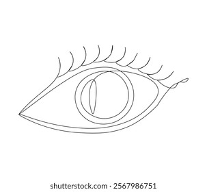One continuous line drawing of human eye . Single line of human eye vector illustration