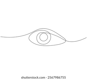 One continuous line drawing of human eye . Single line of human eye vector illustration