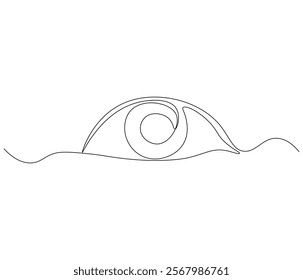 One continuous line drawing of human eye . Single line of human eye vector illustration