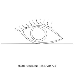 One continuous line drawing of human eye . Single line of human eye vector illustration