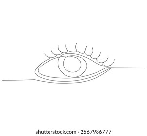 One continuous line drawing of human eye . Single line of human eye vector illustration