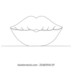 One continuous line drawing of human lips . Single line of human anatomy vector illustration

