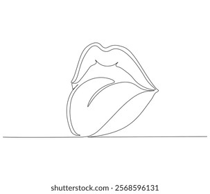 One continuous line drawing of human lips . Single line of human anatomy vector illustration

